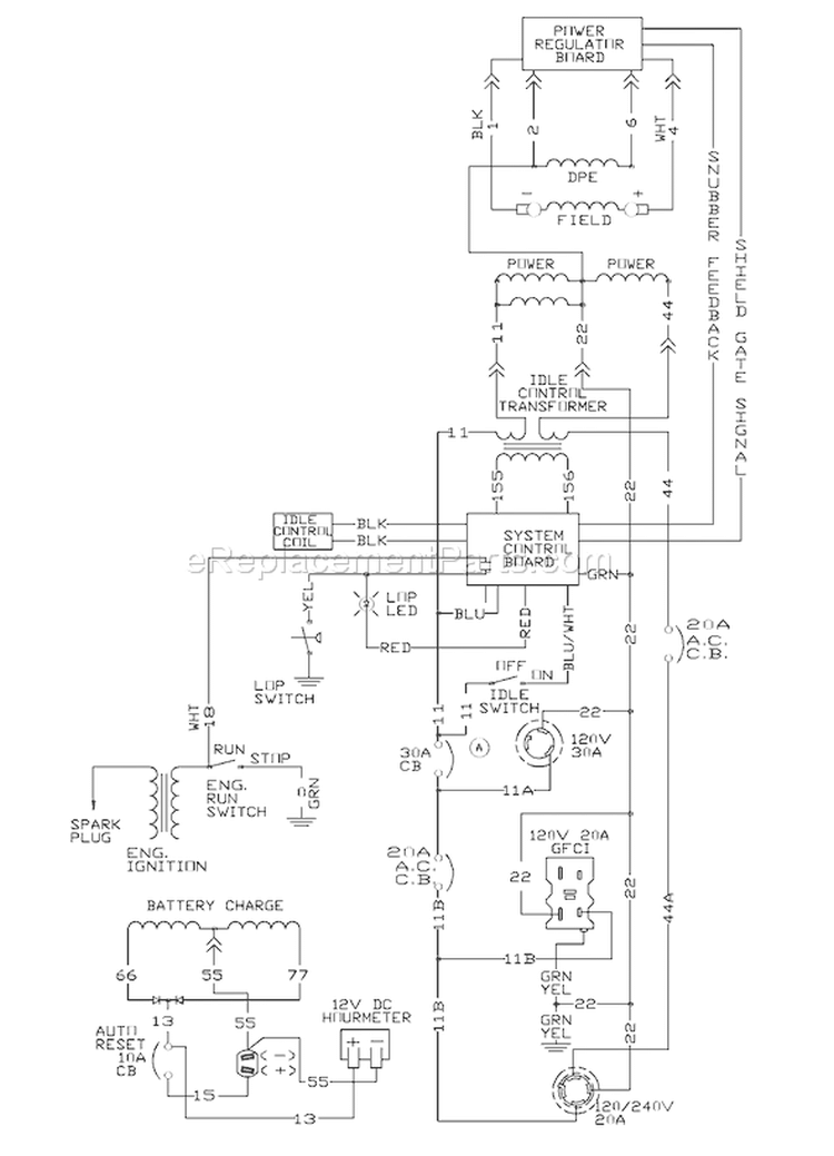 Page D Diagram and Parts List for 1784-0  Briggs and Stratton Generator